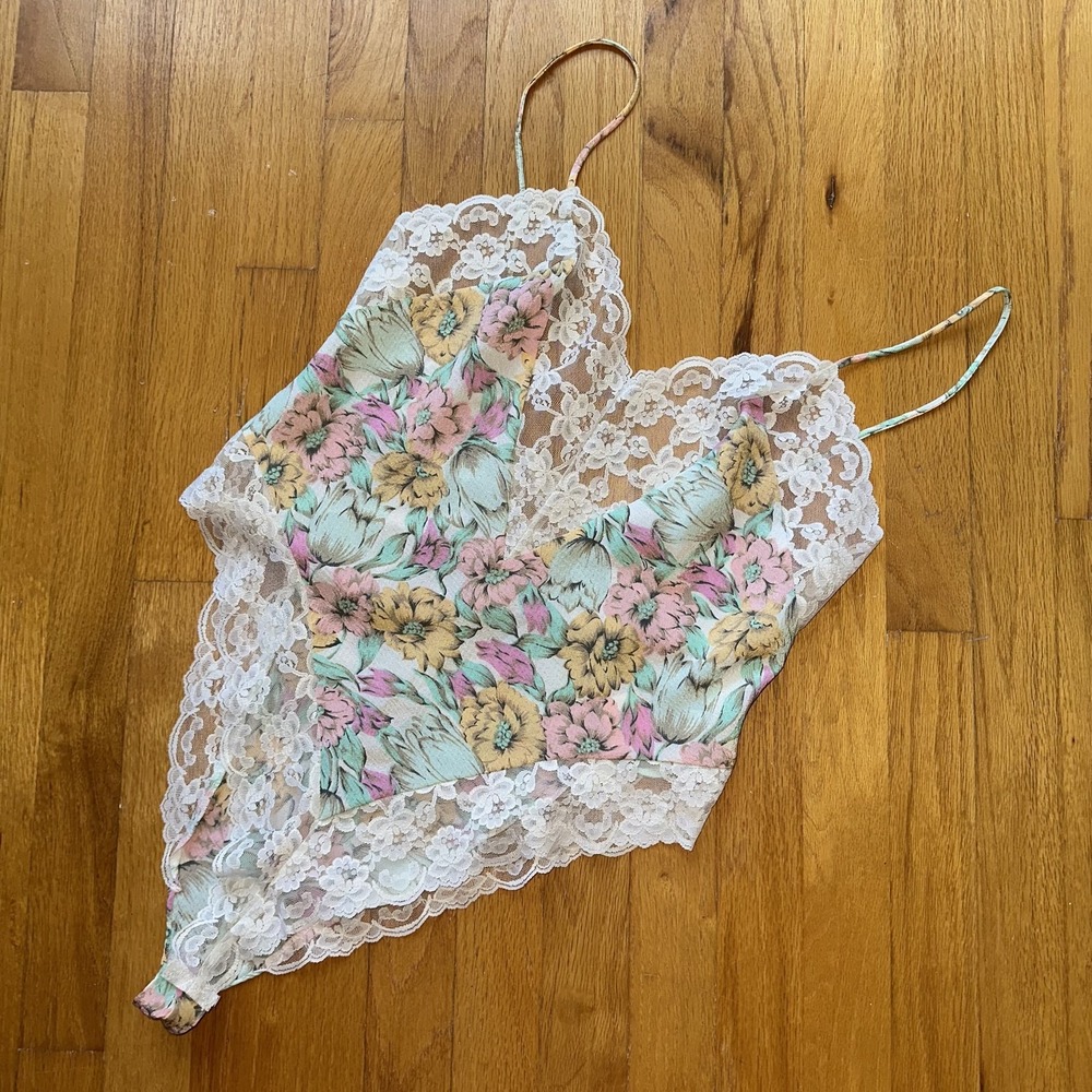 Vintage Deadstock Victorias Secret Teddy M Floral Lace Lingerie Bodysuit 90s New